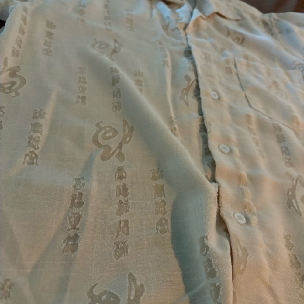 Versace Vintage Beige Patterned Button Down Shirt - image 2